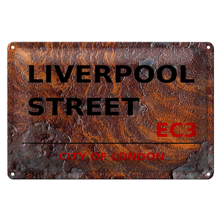 Blechschild London 30x20cm City Liverpool Street EC3 Rost