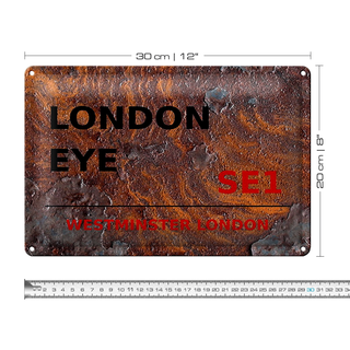 Blechschild London 30x20cm Westminster London Eye SE1 Rost