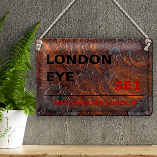 Blechschild London 30x20cm Westminster London Eye SE1 Rost