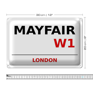 Blechschild London 30x20cm Mayfair W1 Wanddeko