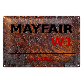 Blechschild London 30x20cm Mayfair W1 Wanddeko Rost