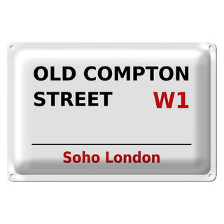 Blechschild London 30x20cm Soho Old Compton Street W1
