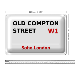 Blechschild London 30x20cm Soho Old Compton Street W1