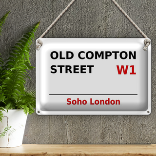 Blechschild London 30x20cm Soho Old Compton Street W1