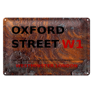 Blechschild London 30x20cm Westminster Oxford Street W1 rost