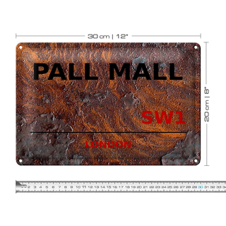 Blechschild London 30x20cm Pall Mall SW1 Rost