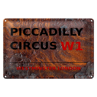 Blechschild London 30x20cm Westminster Piccadilly Circus W1 rost