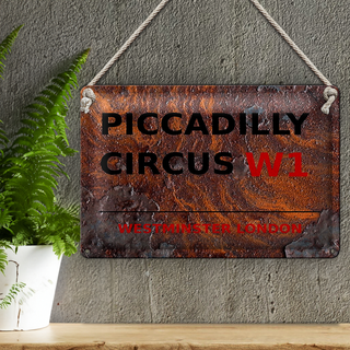 Blechschild London 30x20cm Westminster Piccadilly Circus W1 rost