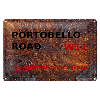 Blechschild London 30x20cm Portobello Road W11 Kensington rost