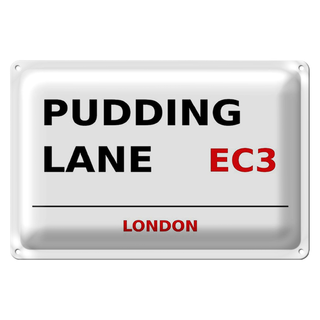 Blechschild London 30x20cm Pudding Lane EC3 Wanddeko