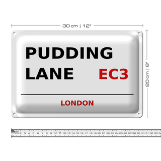 Blechschild London 30x20cm Pudding Lane EC3 Wanddeko