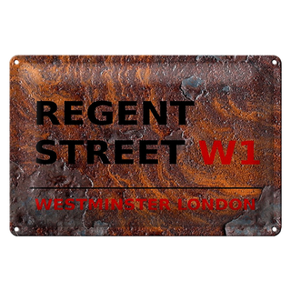 Blechschild London 30x20cm Westminster Regent Street W1 rost