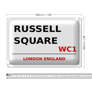 Blechschild London 30x20cm England Russell Square WC1