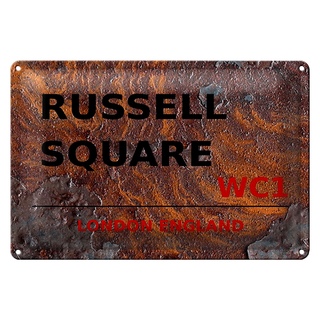 Blechschild London 30x20cm England Russell Square WC1 Rost