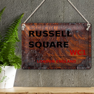 Blechschild London 30x20cm England Russell Square WC1 Rost