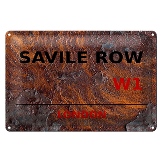 Blechschild London 30x20cm Savile Row W1 Rost