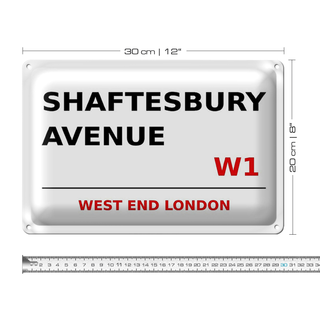 Blechschild London 30x20cm West End Shaftesbury Avenue W1