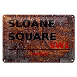 Blechschild London 30x20cm Sloane Square SW1 Rost