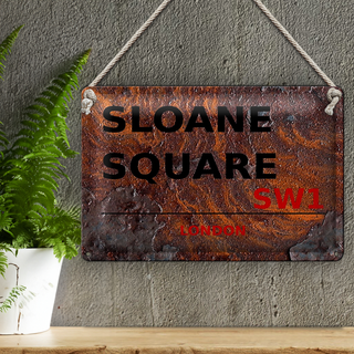 Blechschild London 30x20cm Sloane Square SW1 Rost