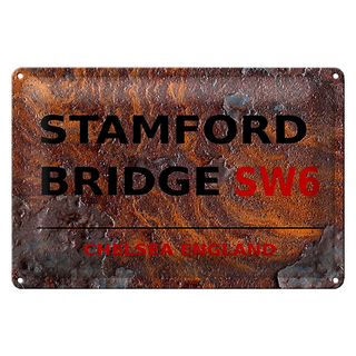 Blechschild London 30x20cm England Stamford Bridge SW6 Rost
