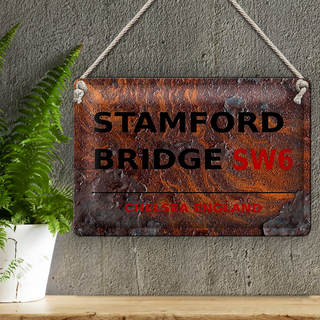 Blechschild London 30x20cm England Stamford Bridge SW6 Rost