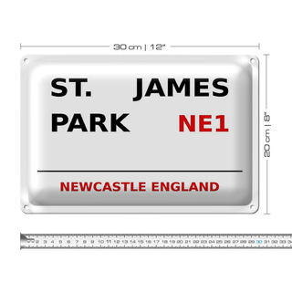 Blechschild England 30x20cm Newcastle St. James Park NE1