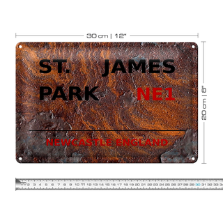 Blechschild England 30x20cm Newcastle St. James Park NE1 rost