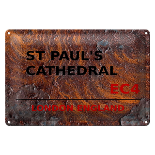 Blechschild London 30x20cm England St Paul´s Cathedral EC4 rost