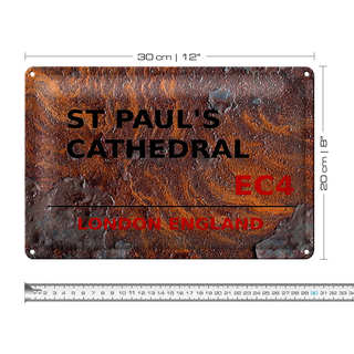 Blechschild London 30x20cm England St Paul´s Cathedral EC4 rost
