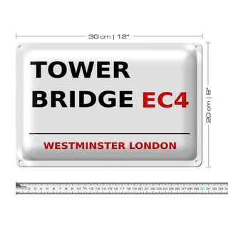 Blechschild London 30x20cm Westminster Tower Bridge EC4