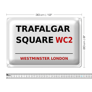 Blechschild London 30x20cm Westminster Trafalgar Square WC2