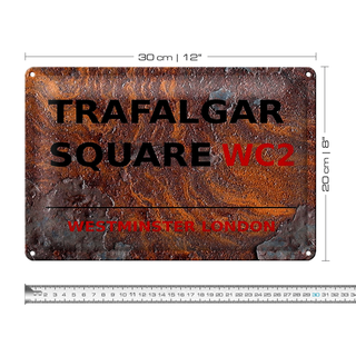 Blechschild London 30x20cm Westminster Trafalgar Square WC2 rost