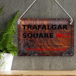 Blechschild London 30x20cm Westminster Trafalgar Square WC2 rost