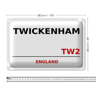 Blechschild England 30x20cm Twickenham TW2
