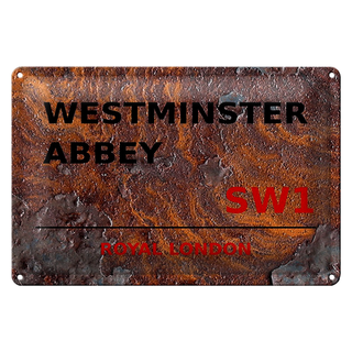 Blechschild London 30x20cm Royal Westminster Abbey SW1 Rost