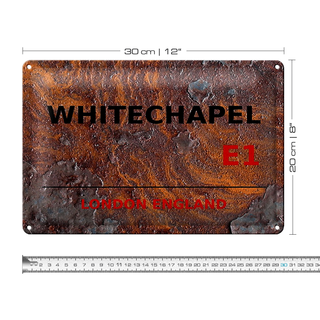 Blechschild London 30x20cm England Whitechapel E1 Rost