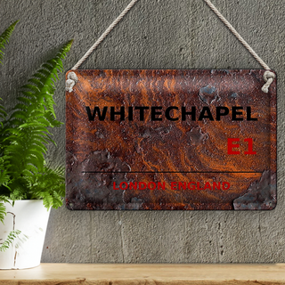 Blechschild London 30x20cm England Whitechapel E1 Rost