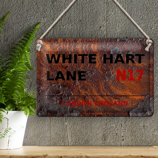 Blechschild London 30x20cm England White Hart Lane N17 Rost