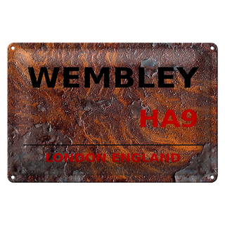 Blechschild London 30x20cm England Wembley HA9 rust