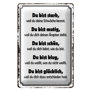 Blechschild Spruch 20x30cm Du bist stark, mutig, schön