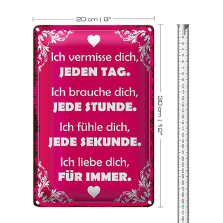 Blechschild Spruch 20x30cm ich vermisse dich jeden Tag