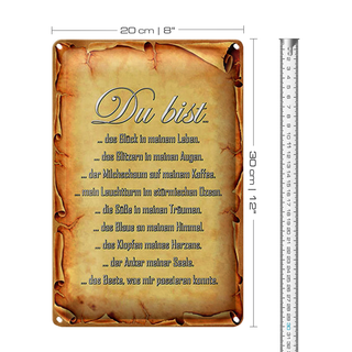 Blechschild Spruch 20x30cm Du bist Glück in meinem Leben