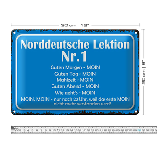 Blechschild Spruch 30x20cm Norddeutsche Lektion Nr. 1 MOIN