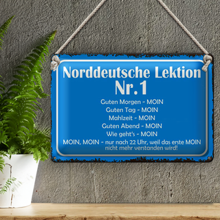 Blechschild Spruch 30x20cm Norddeutsche Lektion Nr. 1 MOIN