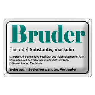 Blechschild Spruch 30x20cm Bruder Person die einen liebt