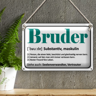 Blechschild Spruch 30x20cm Bruder Person die einen liebt