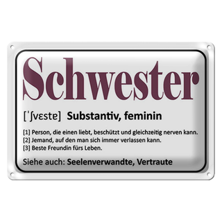 Blechschild Spruch 30x20cm Schwester Person die einen liebt