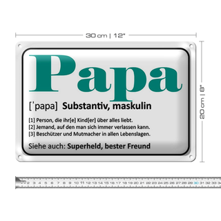 Blechschild Spruch 30x20cm Papa Superheld bester Freund