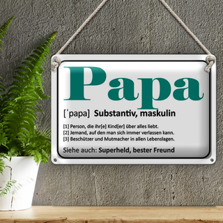 Blechschild Spruch 30x20cm Papa Superheld bester Freund