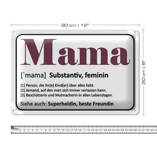 Blechschild Spruch 30x20cm Mama Superheldin beste Freundin